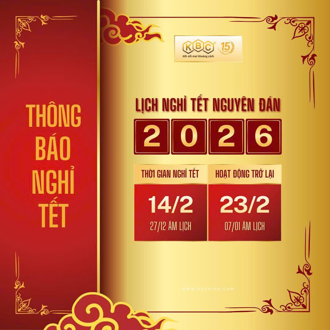  Thông báo lịch nghỉ Tết Nguyên Đán 2026 – KBC Việt Nam