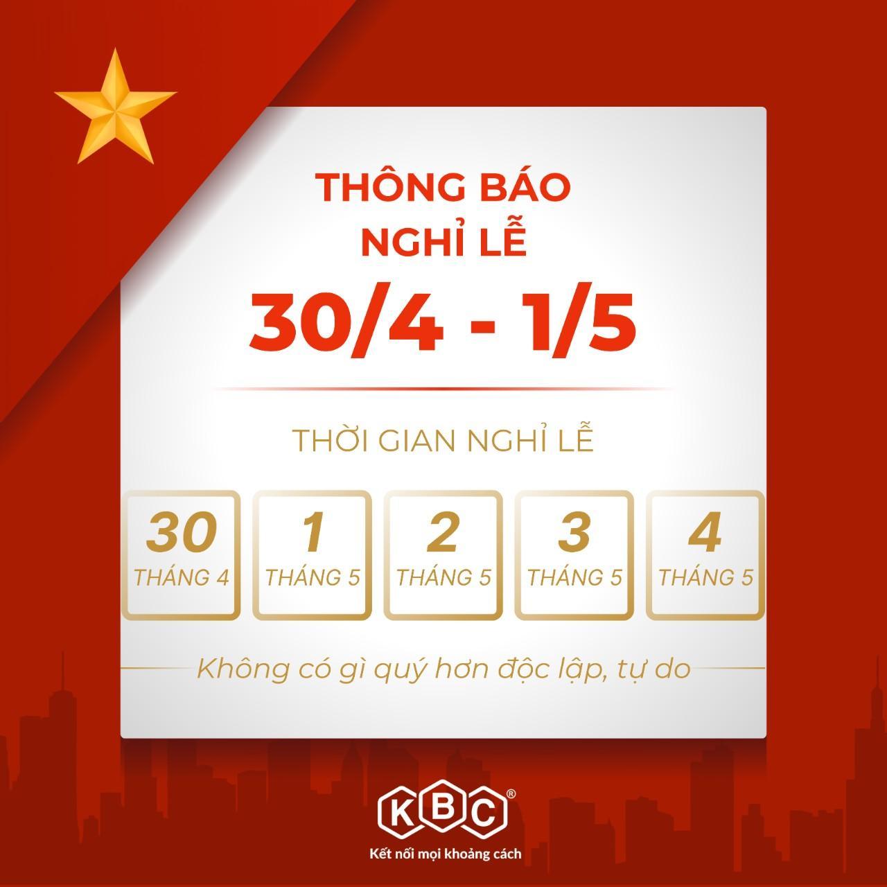 THÔNG BÁO LỊCH NGHỈ LỄ 30/4 - 1/5/2025