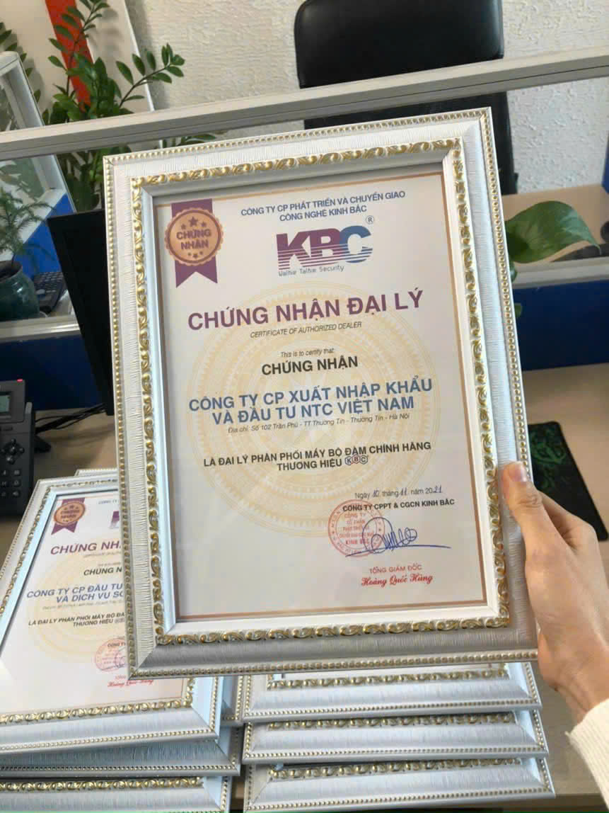 Hình ảnh giấy chứng nhận đại lý của KBC Việt Nam